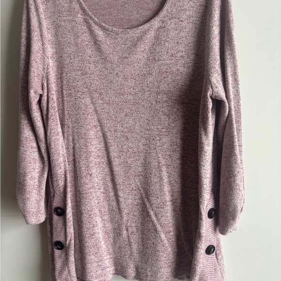 Women's Pink Knit Top with Button Accents - Picture 1 of 4